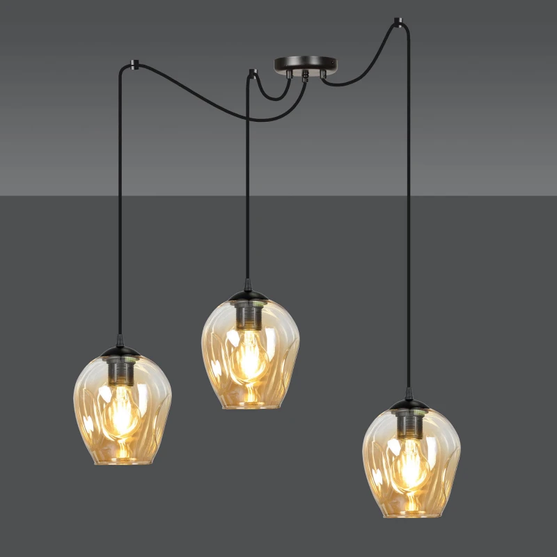 LEVEL 3 BL MIODOWY 758/3 lampa wisząca klosze szklane kule regulowana nowoczesna 2