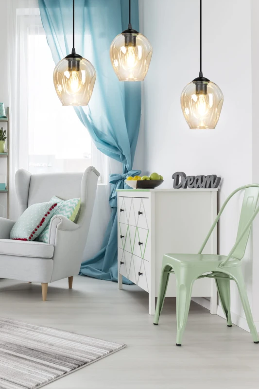 LEVEL 3 BL MIODOWY 758/3 lampa wisząca klosze szklane kule regulowana nowoczesna 6