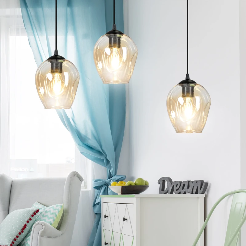 LEVEL 3 BL MIODOWY 758/3 lampa wisząca klosze szklane kule regulowana nowoczesna 7