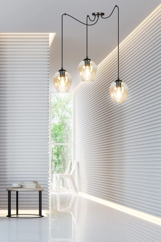LEVEL 3 BL MIODOWY 758/3 lampa wisząca klosze szklane kule regulowana nowoczesna 8