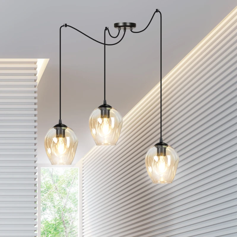 LEVEL 3 BL MIODOWY 758/3 lampa wisząca klosze szklane kule regulowana nowoczesna 9