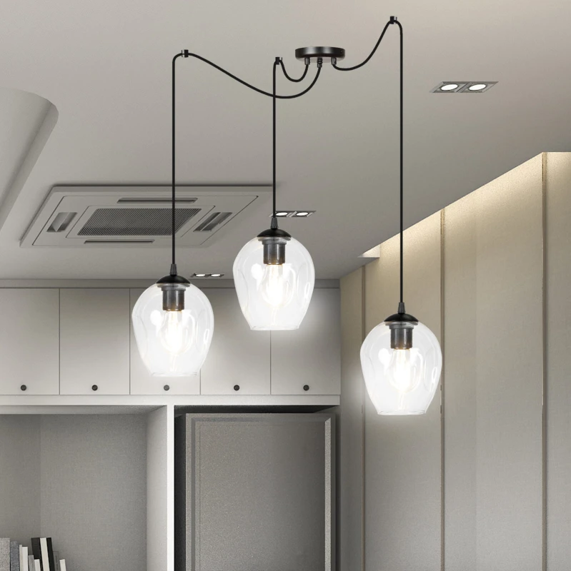LEVEL 3 BL TRANSPARENT 756/3 lampa wisząca klosze szklane kule regulowana nowoczesna