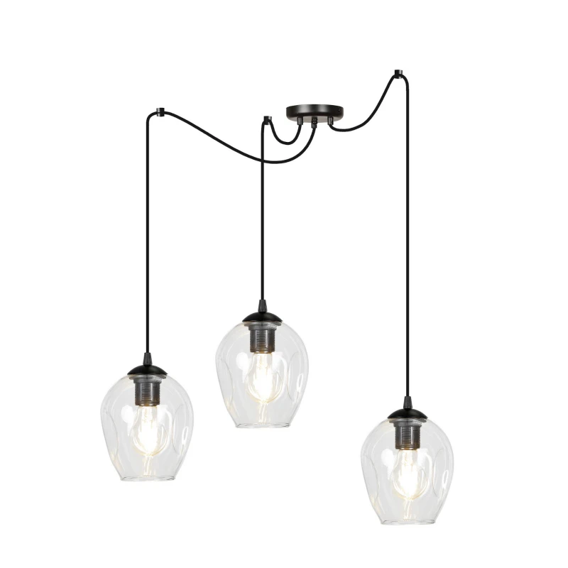 LEVEL 3 BL TRANSPARENT 756/3 lampa wisząca klosze szklane kule regulowana nowoczesna 1