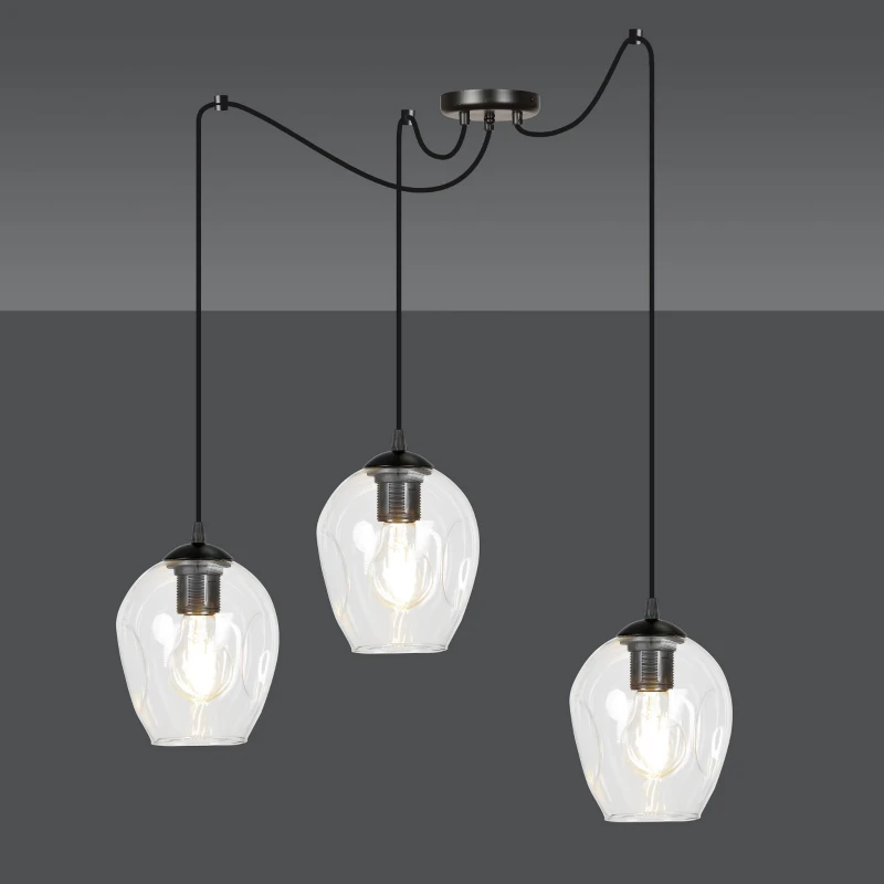 LEVEL 3 BL TRANSPARENT 756/3 lampa wisząca klosze szklane kule regulowana nowoczesna 5
