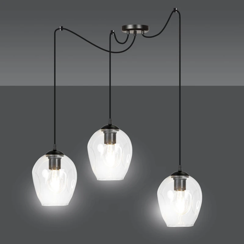 LEVEL 3 BL TRANSPARENT 756/3 lampa wisząca klosze szklane kule regulowana nowoczesna 6