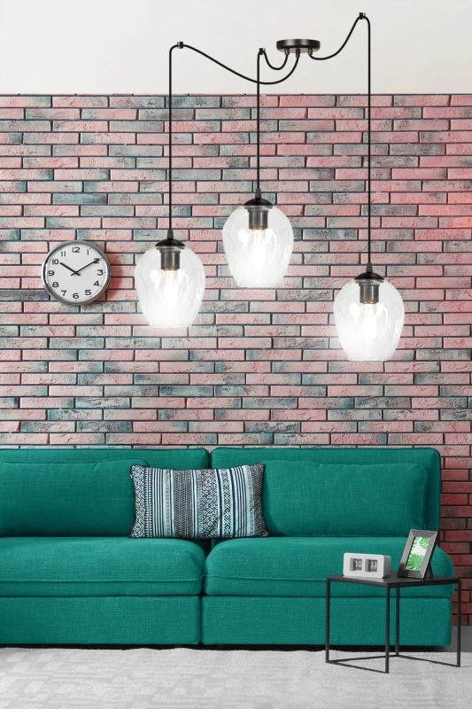 LEVEL 3 BL TRANSPARENT 756/3 lampa wisząca klosze szklane kule regulowana nowoczesna 8