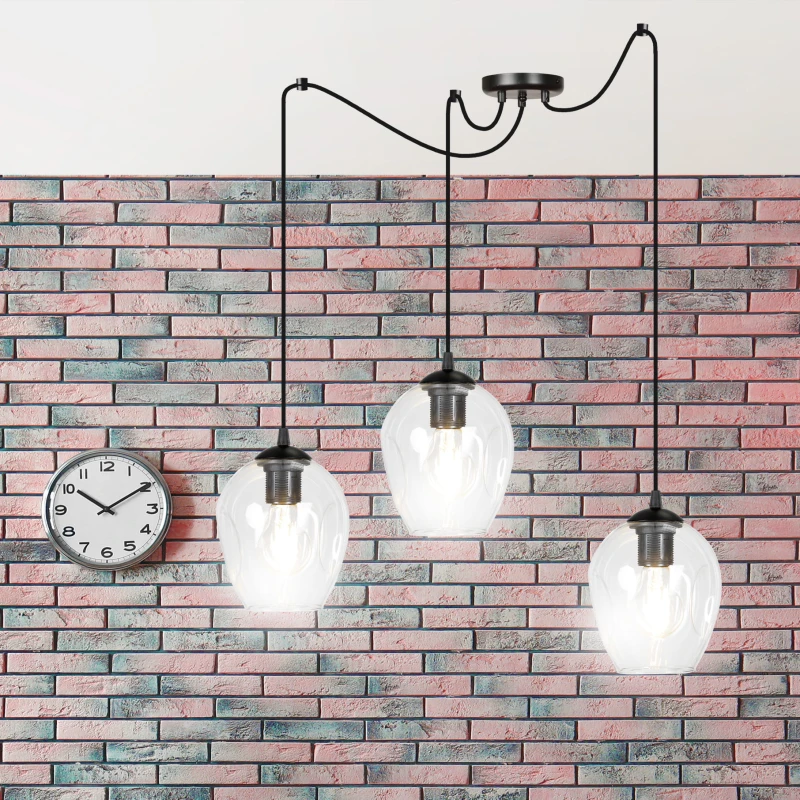 LEVEL 3 BL TRANSPARENT 756/3 lampa wisząca klosze szklane kule regulowana nowoczesna 9