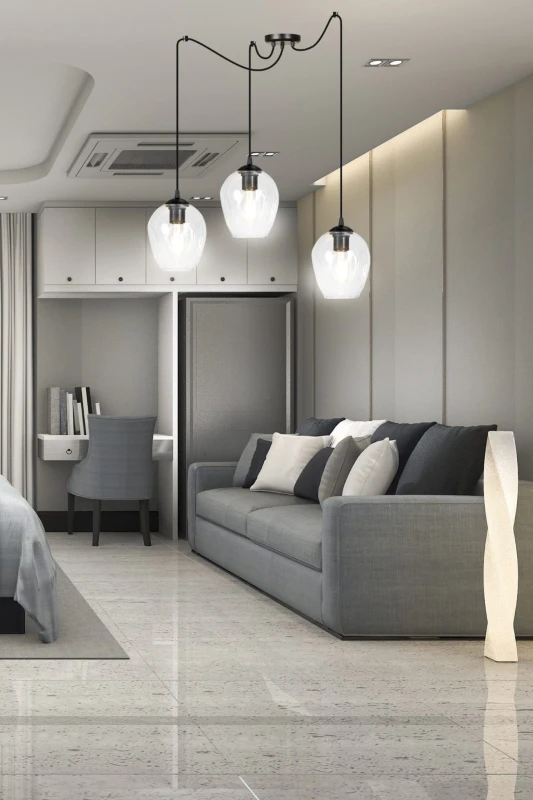 LEVEL 3 BL TRANSPARENT 756/3 lampa wisząca klosze szklane kule regulowana nowoczesna 10