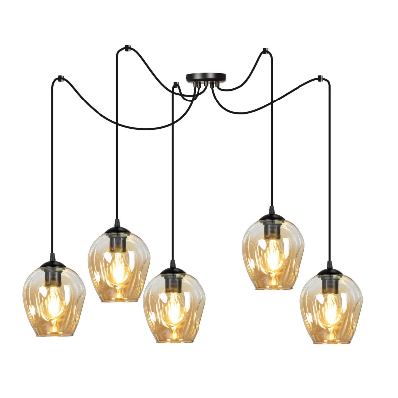 LEVEL 5 BL MIODOWY 758/5 lampa wisząca klosze szklane kule regulowana nowoczesna 1