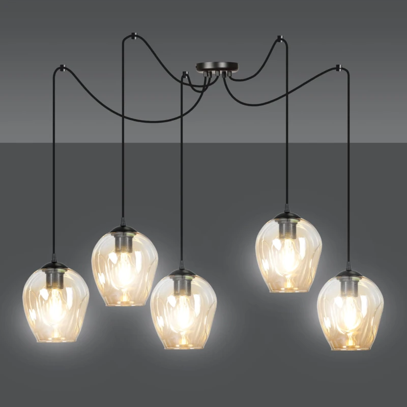 LEVEL 5 BL MIODOWY 758/5 lampa wisząca klosze szklane kule regulowana nowoczesna 6
