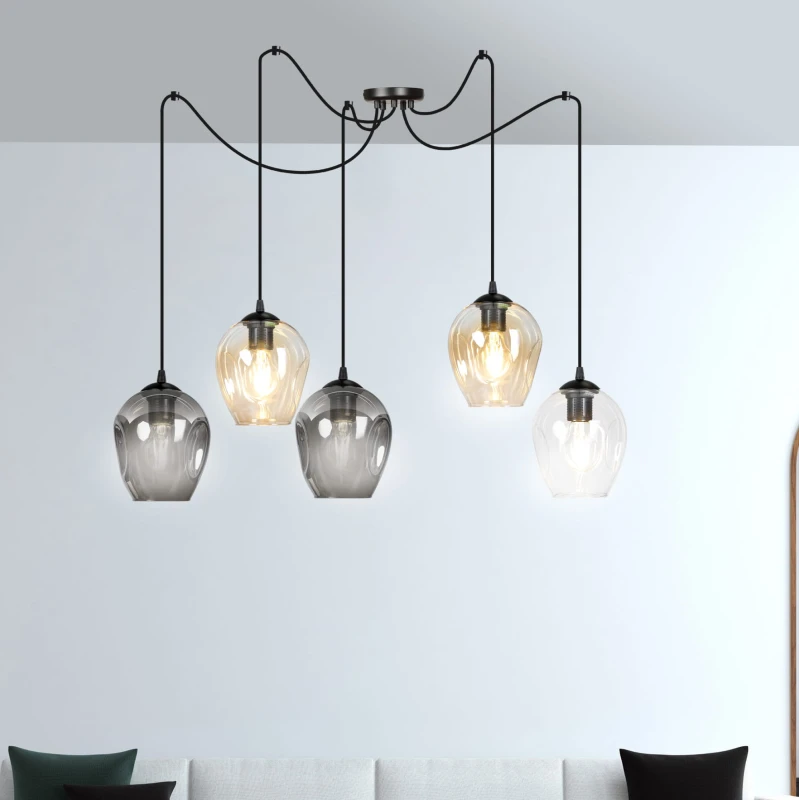 LEVEL 5 BL MIX 759/5 lampa wisząca klosze szklane kule regulowana nowoczesna