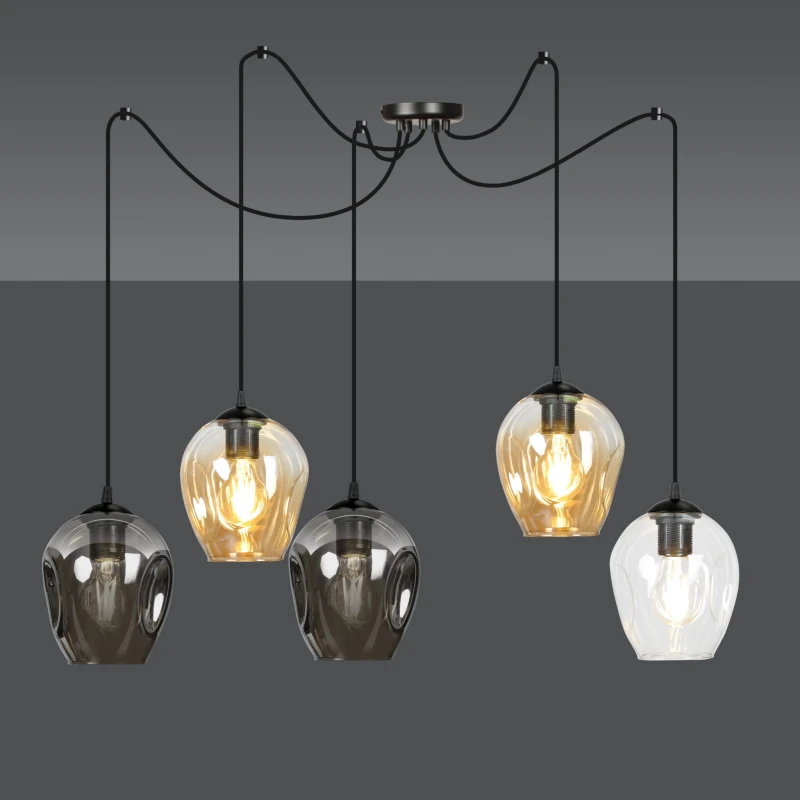 LEVEL 5 BL MIX 759/5 lampa wisząca klosze szklane kule regulowana nowoczesna 6