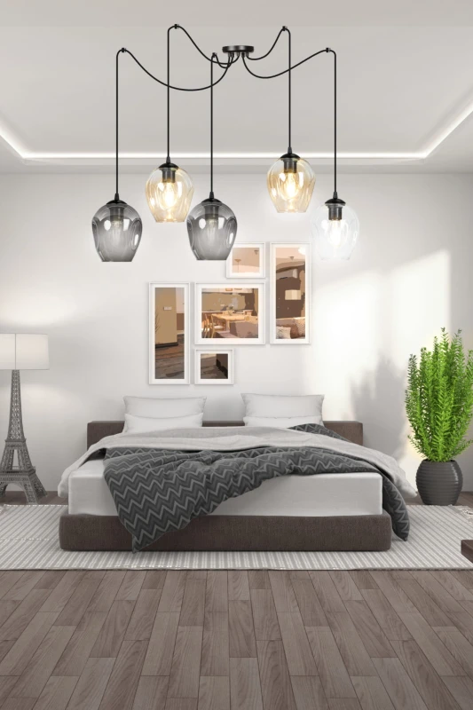 LEVEL 5 BL MIX 759/5 lampa wisząca klosze szklane kule regulowana nowoczesna 8