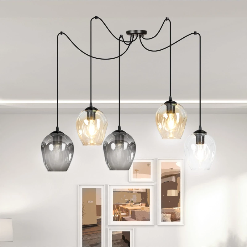 LEVEL 5 BL MIX 759/5 lampa wisząca klosze szklane kule regulowana nowoczesna 9