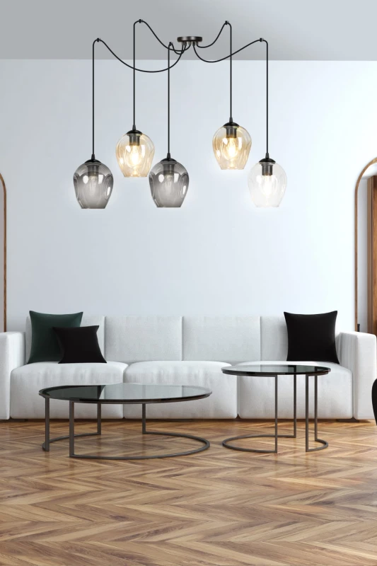 LEVEL 5 BL MIX 759/5 lampa wisząca klosze szklane kule regulowana nowoczesna 10