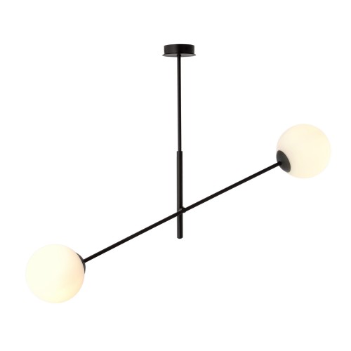 Lampa sufitowa LINEAR 2 BLACK/OPAL czarna z kloszami