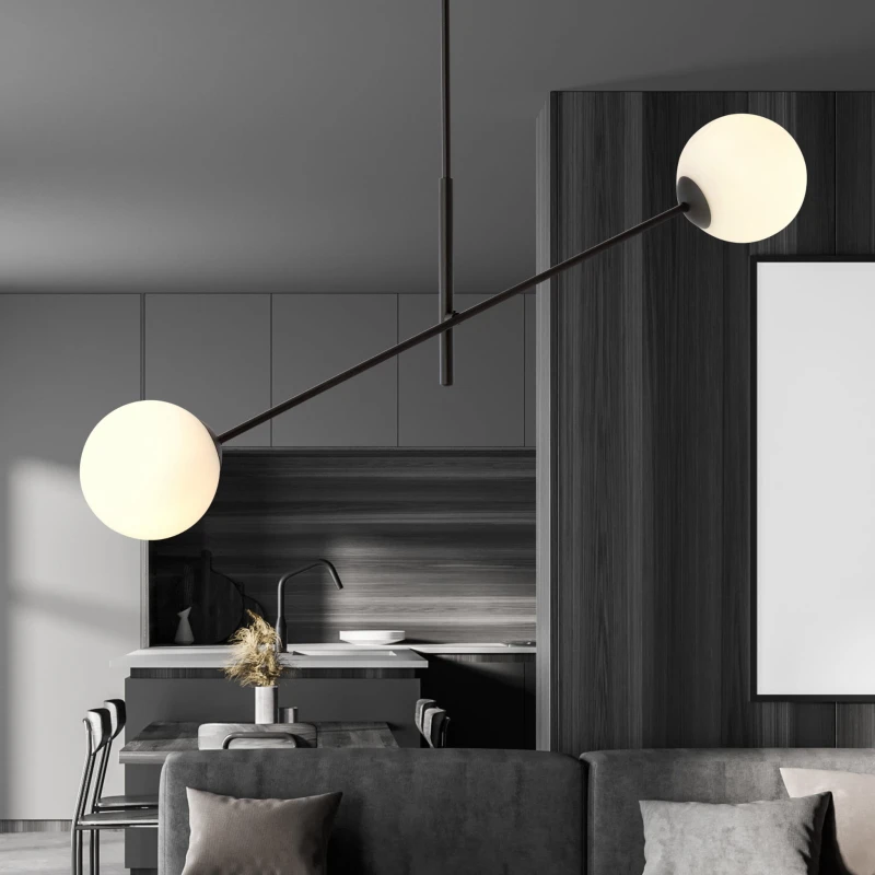 LINEAR 2 BLACK/OPAL 1169/2 lampa sufitowa żyrandol nowoczesny klosze 3