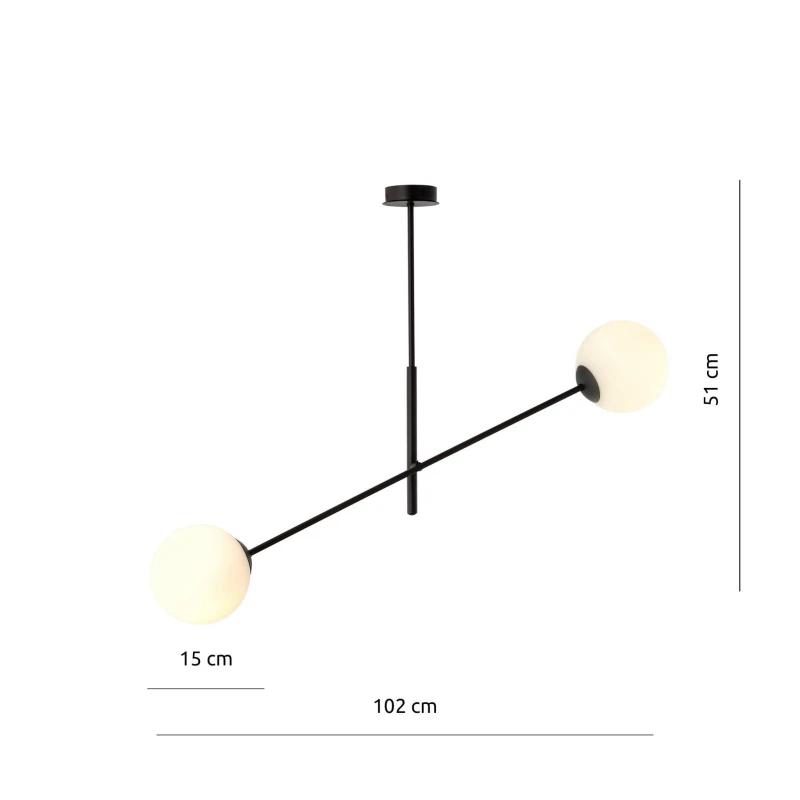 LINEAR 2 BLACK/OPAL 1169/2 lampa sufitowa żyrandol nowoczesny klosze 5