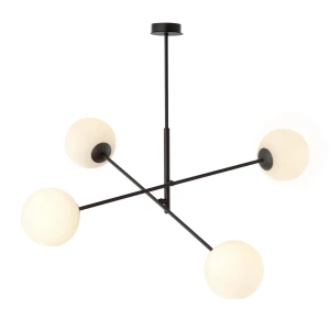 Lampa sufitowa LINEAR 4 BLACK/OPAL czarna z kloszami