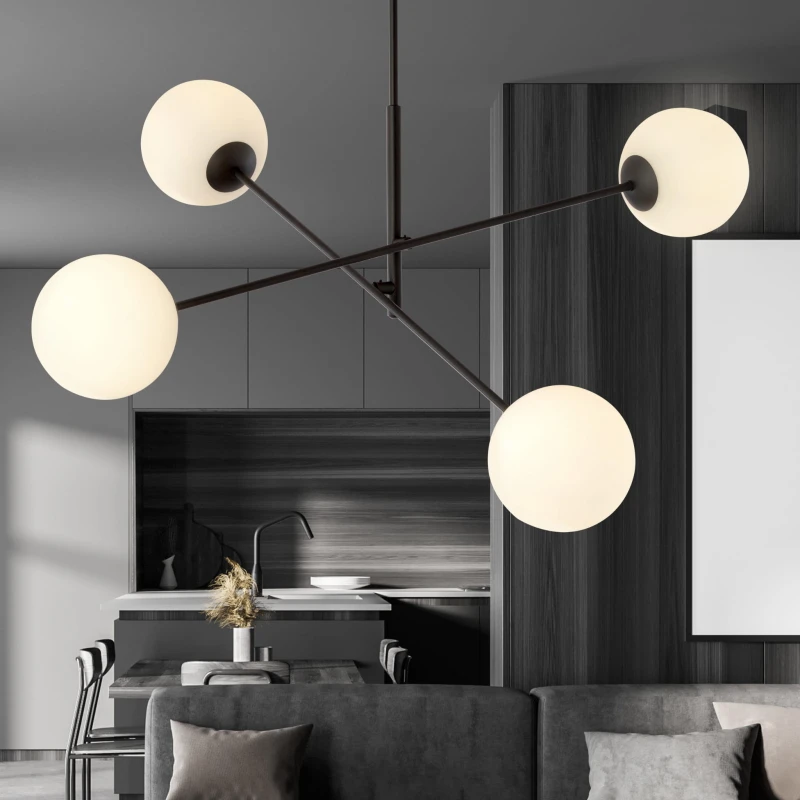 LINEAR 4 BLACK/OPAL 1169/4 lampa sufitowa żyrandol nowoczesny klosze 3
