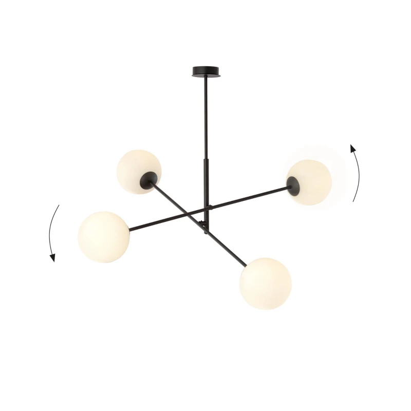 LINEAR 4 BLACK/OPAL 1169/4 lampa sufitowa żyrandol nowoczesny klosze 4