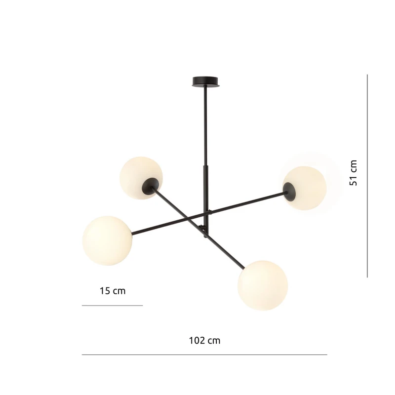 LINEAR 4 BLACK/OPAL 1169/4 lampa sufitowa żyrandol nowoczesny klosze 5