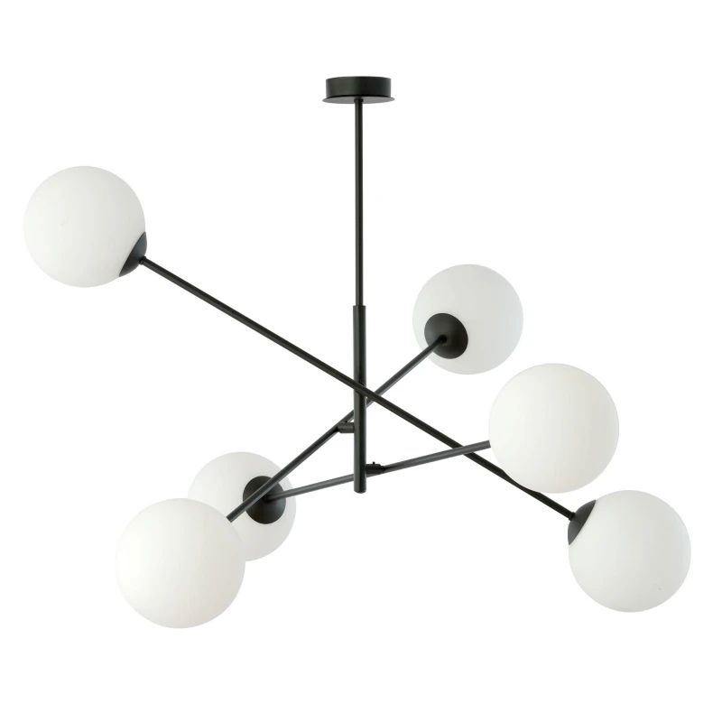 LINEAR 6 BLACK/OPAL 1169/6 lampa sufitowa żyrandol nowoczesny klosze 1