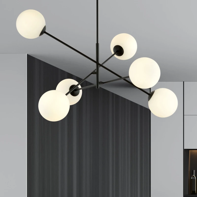 LINEAR 6 BLACK/OPAL 1169/6 lampa sufitowa żyrandol nowoczesny klosze 2