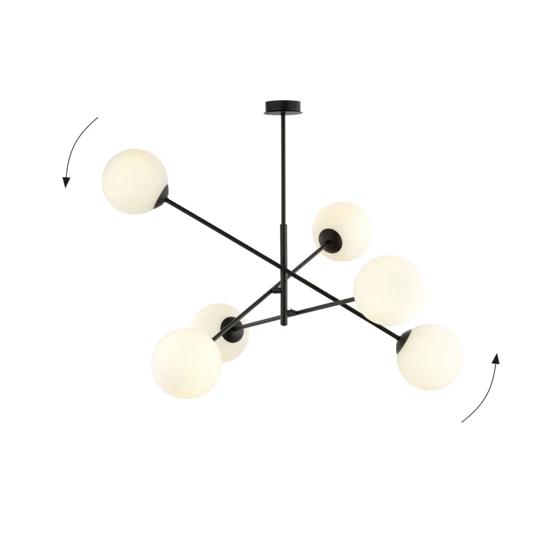 LINEAR 6 BLACK/OPAL 1169/6 lampa sufitowa żyrandol nowoczesny klosze 6