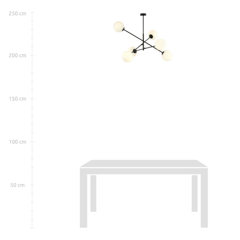 LINEAR 6 BLACK/OPAL 1169/6 lampa sufitowa żyrandol nowoczesny klosze 8