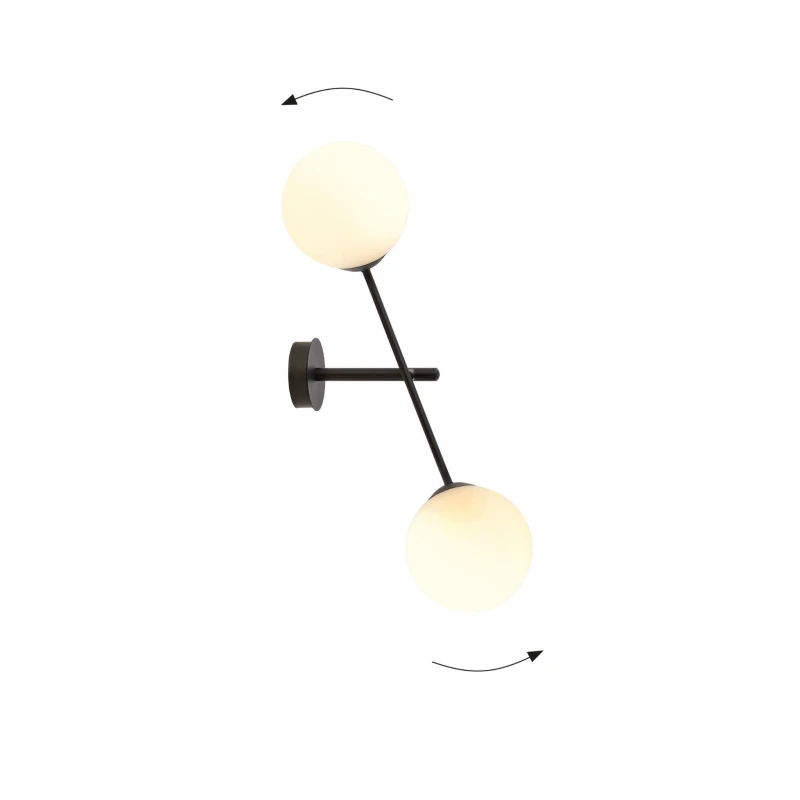 LINEAR K2 BLACK/OPAL 1169/K2 kinkiet nowoczesny szklane klosze 2
