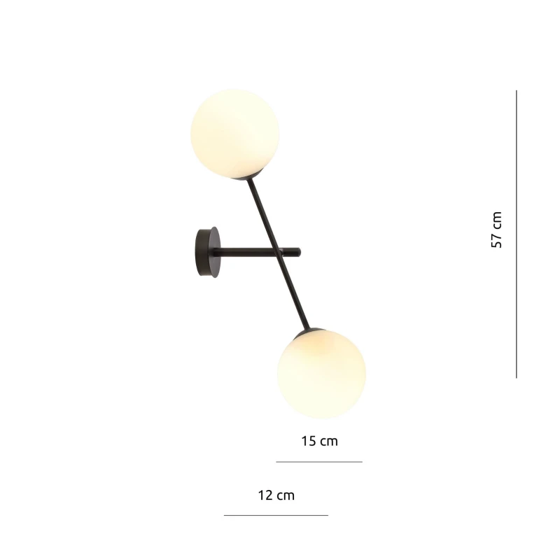 LINEAR K2 BLACK/OPAL 1169/K2 kinkiet nowoczesny szklane klosze 3