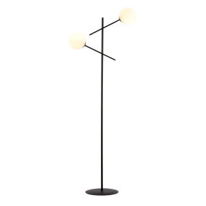 Lampa podłogowa LINEAR LP2 BLACK/OPAL czarna z kloszami 