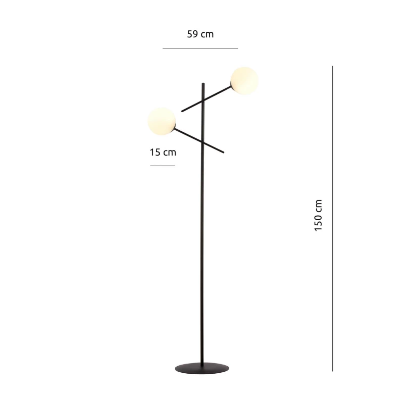 LINEAR LP2 BLACK/OPAL 1169/LP2 lampa podłogowa nowoczesna klosze 2