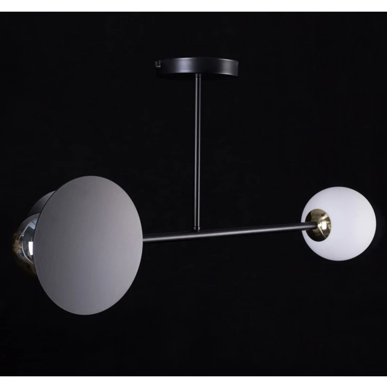 MINERVA 2 BLACK 612/2 oryginalna lampa sufitowa czarna biały klosz złote elementy