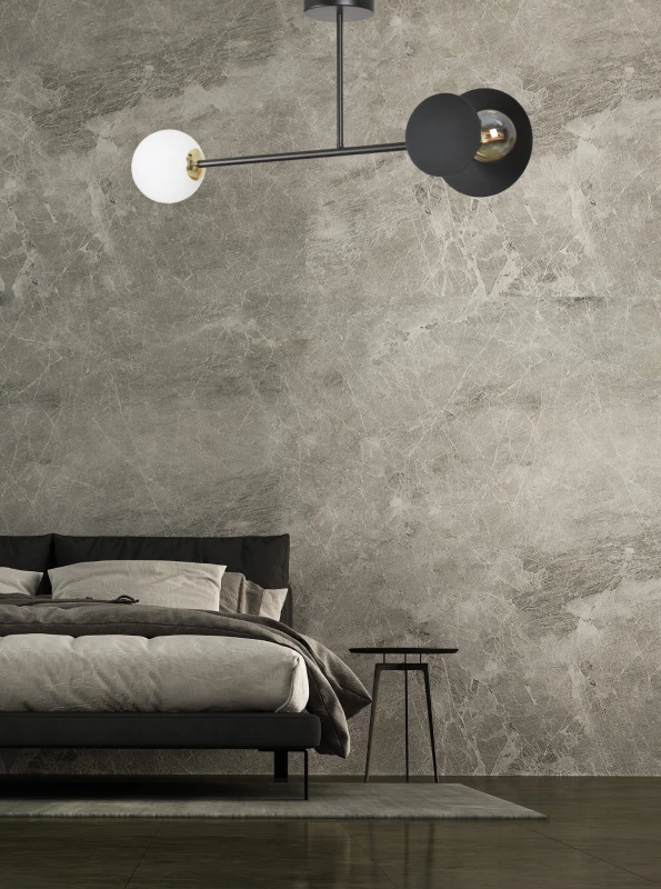 MINERVA 2 BLACK 612/2 oryginalna lampa sufitowa czarna biały klosz złote elementy 5
