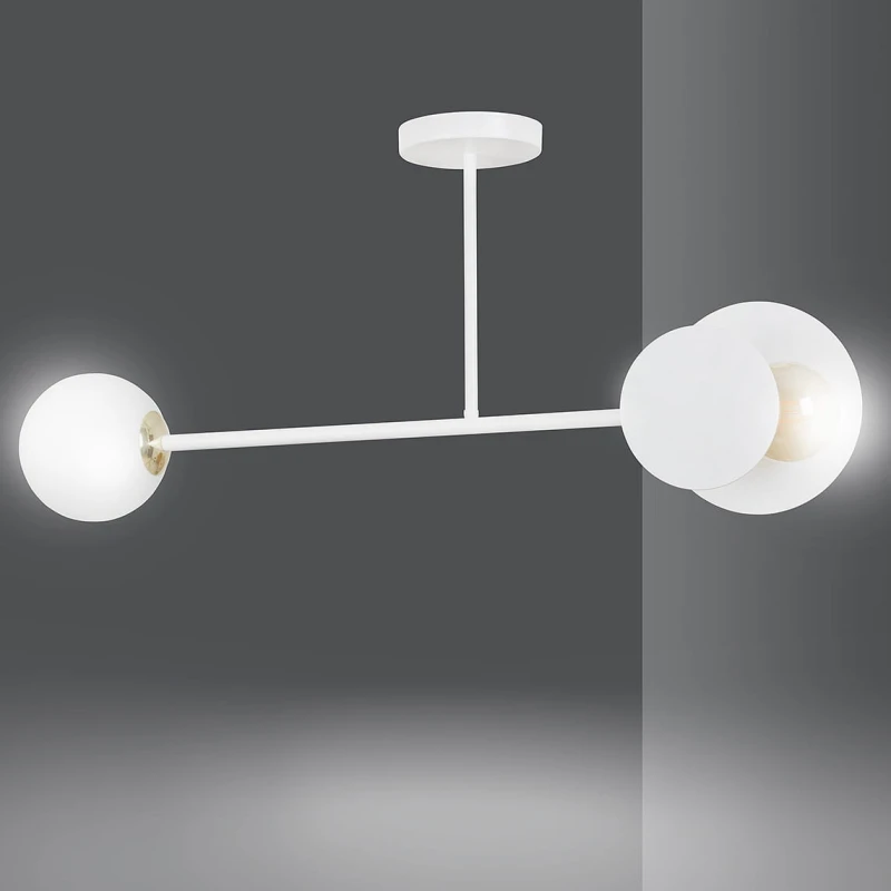 MINERVA 2 WHITE 613/2 oryginalna lampa sufitowa biała biały klosz złote elementy