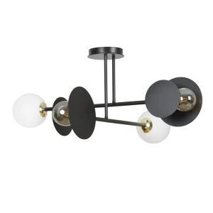 Lampa sufitowa MINERVA 4 BLACK czarna z białymi i złotymi dodatkami