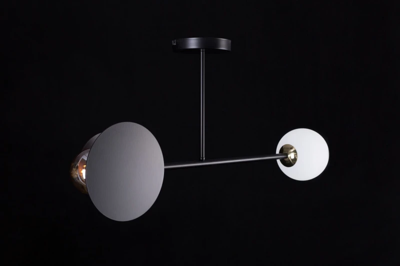 MINERVA 4 BLACK 612/4 oryginalna lampa sufitowa czarna biały klosz złote elementy 8