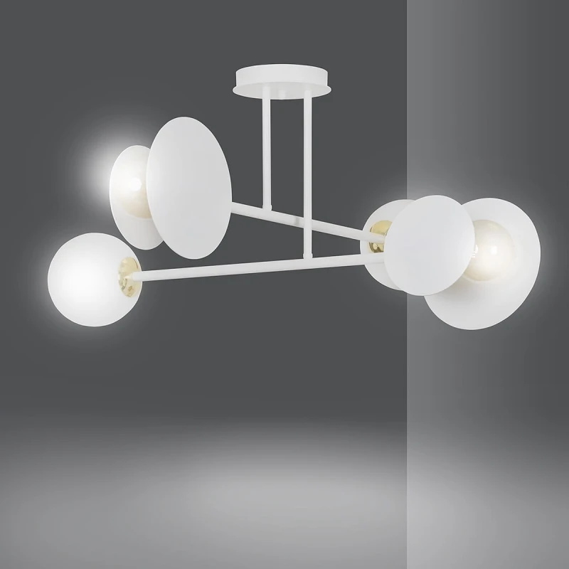 MINERVA 4 WHITE 613/4 oryginalna lampa sufitowa biała biały klosz złote elementy
