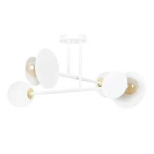 Lampa sufitowa MINERVA 4 WHITE biała ze złotymi dodatkami 
