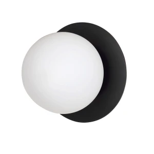 Kinkiet MINERVA K1 BLACK czarny z białym kloszem