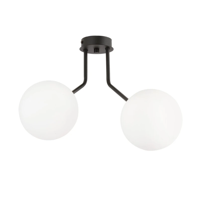 NOVA 2 BLACK/OPAL 1138/2 nowoczesny plafon sufitowy czarny szklane klosze 2