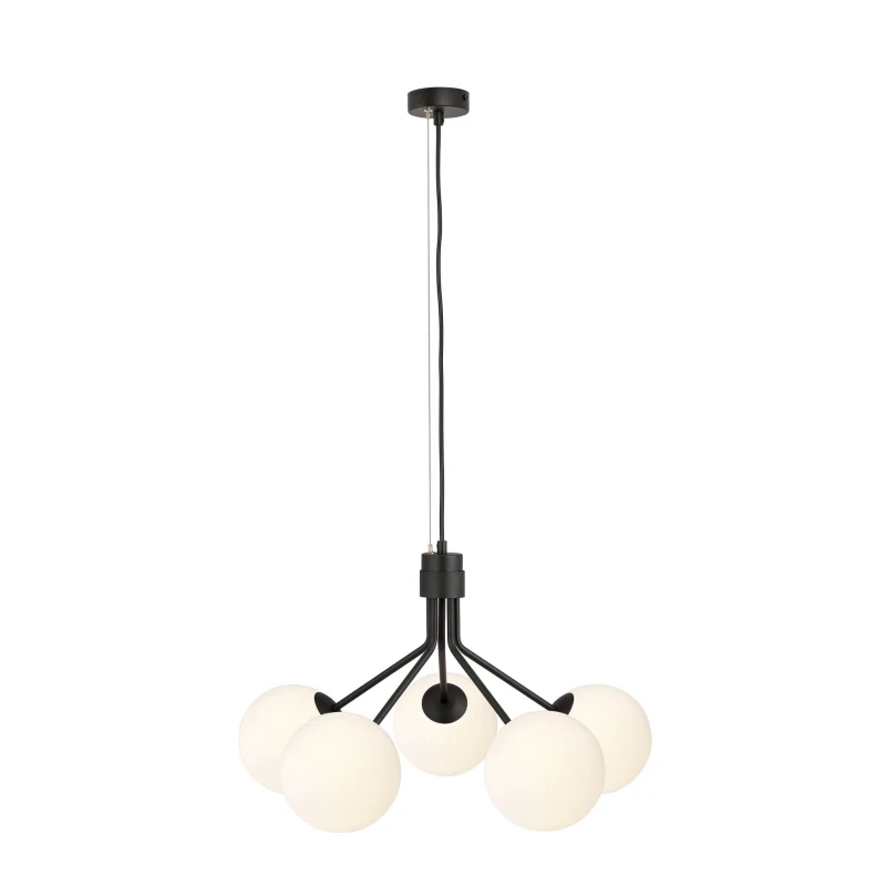 NOVA 5  BLACK/OPAL 1138/5 lampa wisząca design szklane klosze 1