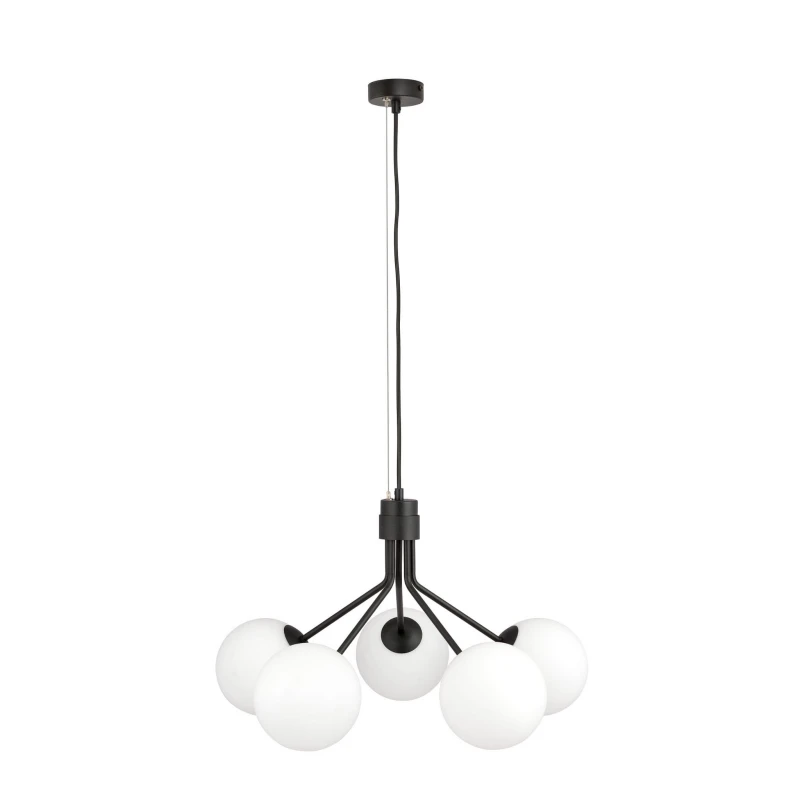 NOVA 5  BLACK/OPAL 1138/5 lampa wisząca design szklane klosze 2