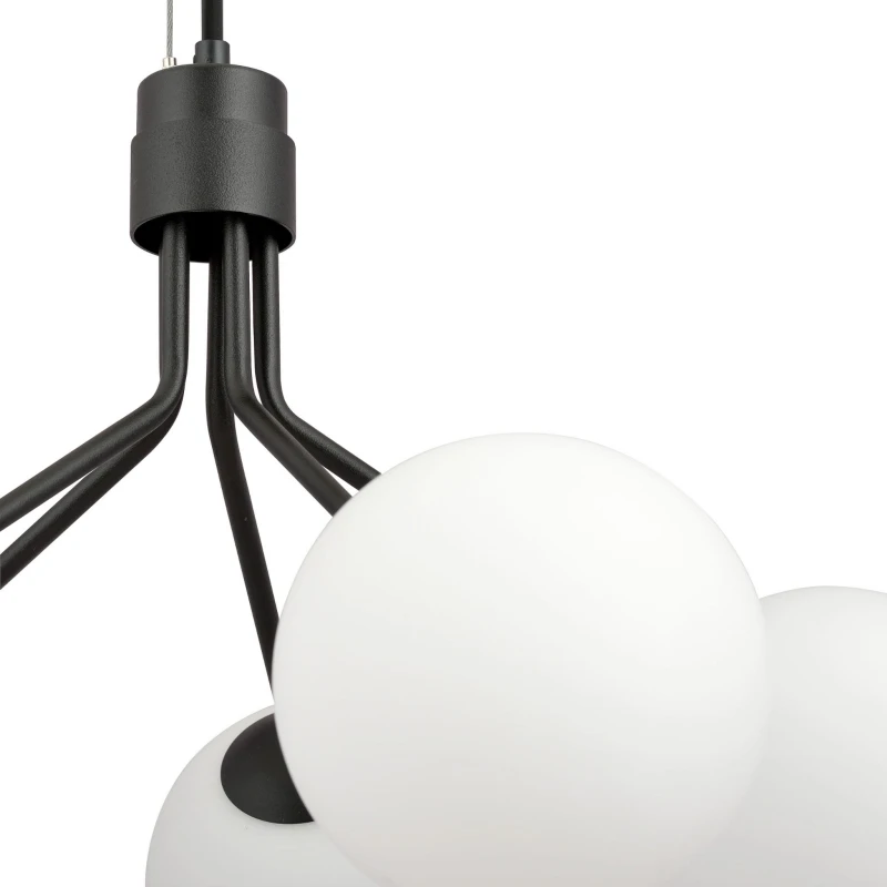 NOVA 5  BLACK/OPAL 1138/5 lampa wisząca design szklane klosze 4