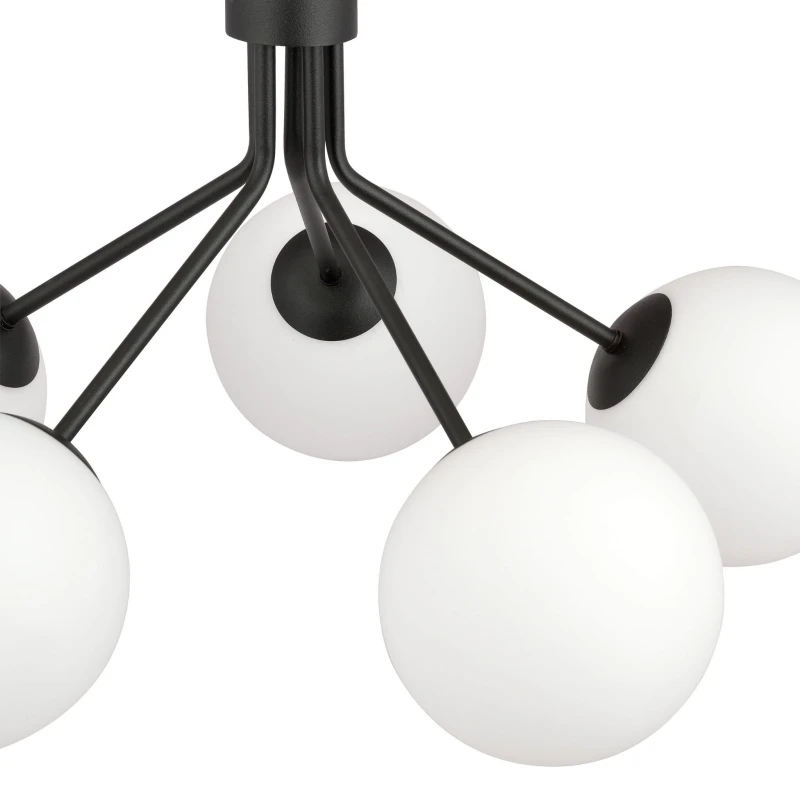 NOVA 5  BLACK/OPAL 1138/5 lampa wisząca design szklane klosze 5