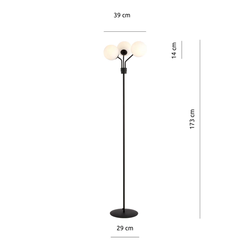 NOVA LP3  BLACK/OPAL 1138/LP3 lampa podłogowa szklane klosze 4