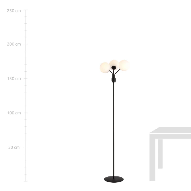 NOVA LP3  BLACK/OPAL 1138/LP3 lampa podłogowa szklane klosze 5