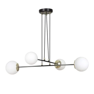 Lampa wisząca OGNIS 4 BLACK czarna ze złotymi elementami